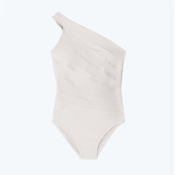 Summersalt Sidestroke One Piece Swimsuit Women's Size 0 White Ruched Minimalist - Picture 6 of 16